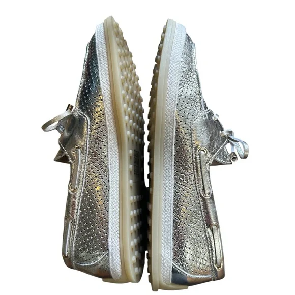 Dolce Vita Metallic‎ Gold Perforated Boat Shoes Loafers Casual Comfort - Picture 8 of 8